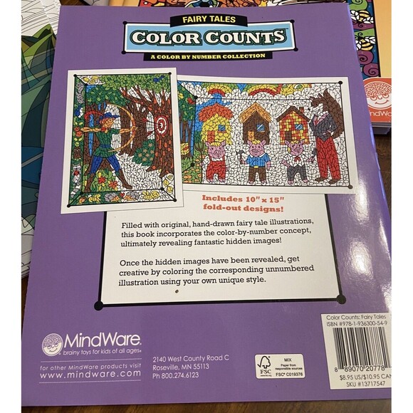Adult Coloring Book Fairy Tales Color By Number Hidden Images 2014 Made USA - Picture 2 of 4